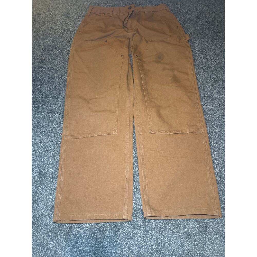 Carhartt B136 BRN Duck Double Knee Work Dungaree Pants Size 33x30